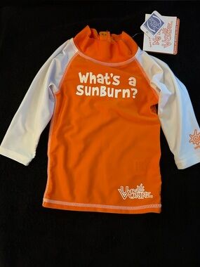 Skin Orange & White Kids Rashguard - "What's a SunBurn?"